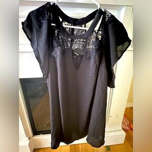 Torrid Georgette Crochet Mock Neck Cold Shoulder Top.  Size 3 3X 22-24.